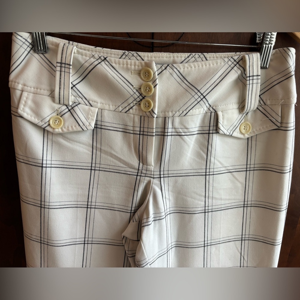 Vintage LOFT Cream Plaid High-Waist Wide Leg Pants size 4 - Picture 3 of 4